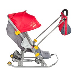 Санки-коляска Ника Детям 7 (девочка и слон, красный)