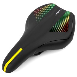 Седло 255х160мм Vinca Sport VS 21, черное с желтой полосой и цветными вставками