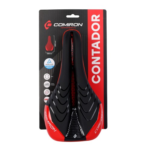 Седло COMIRON CONTADOR N773-R 255x135, черно-красное