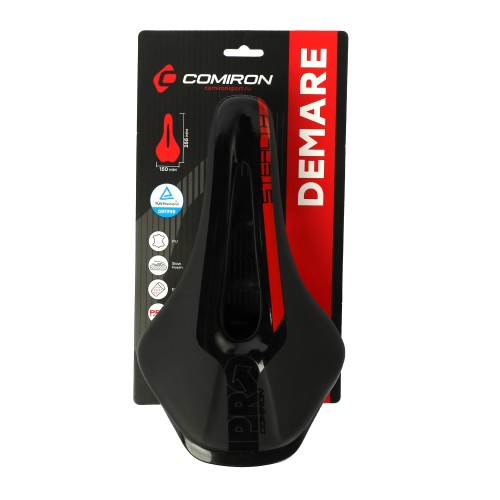 Седло COMIRON DEMARE M103-R 255x150, черно-красное