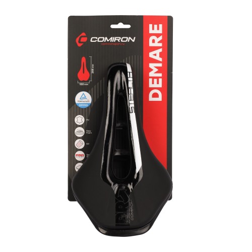 Седло COMIRON DEMARE M103-Wh 255x150, черно-белое