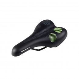 Седло COMIRON POINT N762 MTB 270X150, чёрно+зелёное