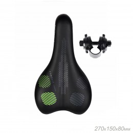 Седло COMIRON POINT N762 MTB 270X150, чёрно+зелёное