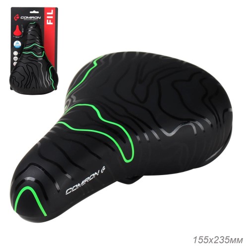 Седло детское COMIRON FIL N964G 235x155, чёрно-зеленое