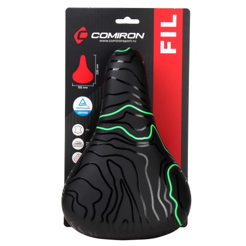 Седло детское COMIRON FIL N964G 235x155, чёрно-зеленое
