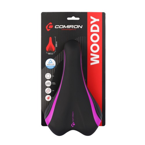 Седло детское COMIRON WOODY N966-P 235x135, черно-фиолетовое