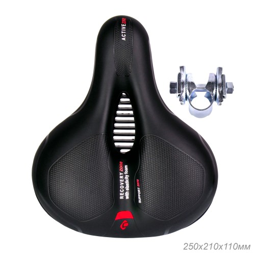 Седло комфортное COMIRON BERN N669A 255x210, черно-красное