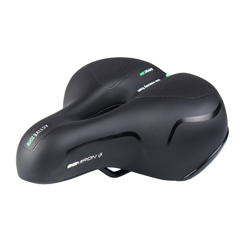 Седло комфортное COMIRON BERN N669A 255x210, чёрно+зелёное