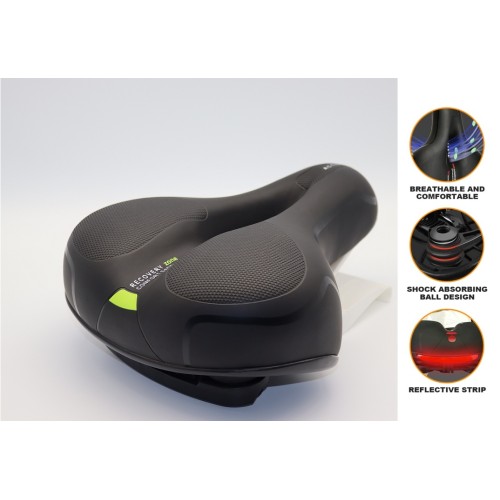 Седло комфортное COMIRON BERN N669A 255x210, чёрно+зелёное