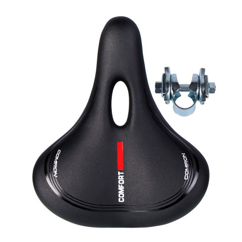 Седло комфортное COMIRON MADRID C034 250x210, чёрно-красное