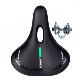 Седло комфортное COMIRON MADRID C034 250x210, чёрный/зелёный