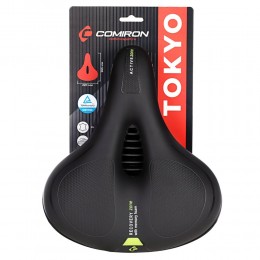 Седло комфортное COMIRON TOKYO C012 265x220, чёрно-желтое