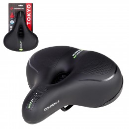 Седло комфортное COMIRON TOKYO C012 265x220, чёрно-желтое