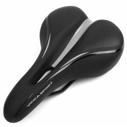 Седло комфортное, гель,  265*175мм, черное с серым, Vinca Sport