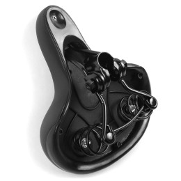 Седло комфортное с пружинами, 250*180мм, черное с красной наклейкой светоотражающей