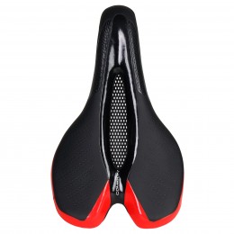 Седло MTB COMIRON HINAULT M039R 250X155, черно-красное с отверстием и сеткой