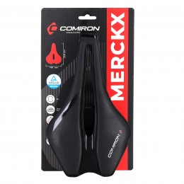 Седло MTB хромолевое COMIRON MERCKX CM-01 240X140, чёрное с отверстием