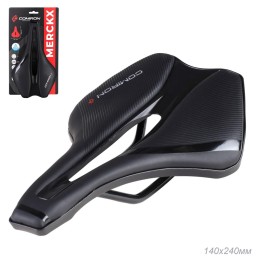 Седло MTB хромолевое COMIRON MERCKX CM-01 240X140, чёрное с отверстием