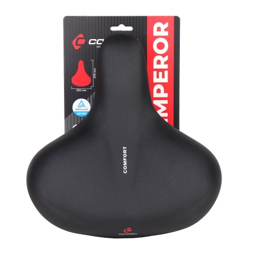 Седло суперкомфортное COMIRON LAST EMPEROR C056 270x250 мм, чёрное с закрытыми пружинами