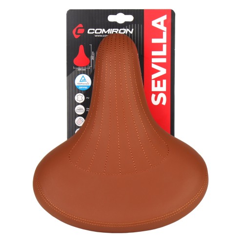 Седло суперкомфортное COMIRON SEVILLA N802BR 260x225, коричневое с открытым пружинами