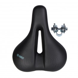 Седло велосипедное комфортное COMIRON OSLO C016 245x200, чёрно-синее