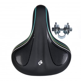 Седло велосипедное комфортное COMIRON PRAGA C018 250x210, чёрное