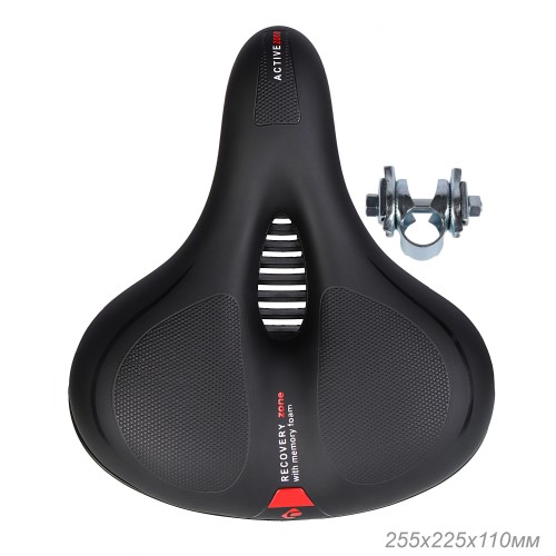 Седло велосипедное комфортное COMIRON TOKYO C012 265x220, чёрно-красное