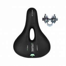 Седло велосипедное комфортное COMIRON YALTA C036 255x190, чёрно-зелёное
