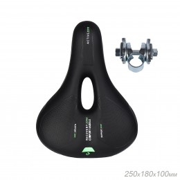 Седло велосипедное комфортное COMIRON YALTA C036 255x190, чёрно-зелёное