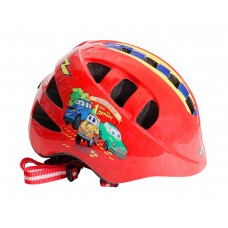 Шлем детский с регулировкой, размер M(52-56см), красный, рисунок - "машинки", инд.уп. Vinca Sport
