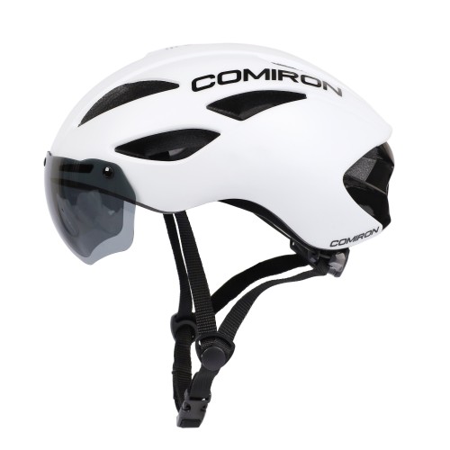 Шлем велосипедный с визором COMIRON MX-100T, белый