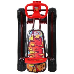 Снегокат Тимка спорт 4-1 со спинкой и ремнем, Граффити (черный/бордовый/красный)