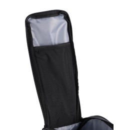 Сумка на багажник ESLNF, материал antique leather film PU+ cotton bottom PI luminous, 12,5х35х14 см., черная с фиолетовым перламутром