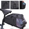 Сумка на багажник ESLNF, материал antique leather film PU+ cotton bottom PI luminous, 12,5х35х14 см., черная с фиолетовым перламутром