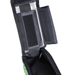 Сумка на раму BICYCLE SOUL TPU стенки корпуса с отделением для смартфона, основной отсек на липучке velcro, 21х9х10см, чёрно-зелёная