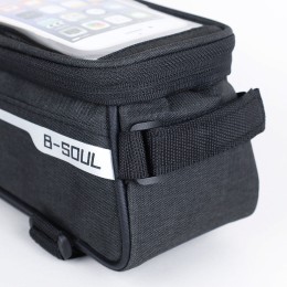 Сумка на раму COMIRON, с отделением для смартфона 6.0", основной отсек на молнии, черная, 21x10.5x9см
