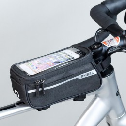 Сумка на раму COMIRON, с отделением для смартфона 6.0", основной отсек на молнии, черная, 21x10.5x9см