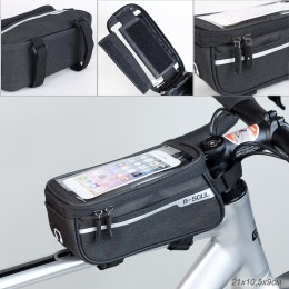 Сумка на раму COMIRON, с отделением для смартфона 6.0", основной отсек на молнии, черная, 21x10.5x9см