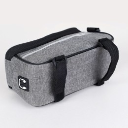 Сумка на раму COMIRON, с отделением для смартфона 6.0", основной отсек на молнии, серая, 21x10.5x9см