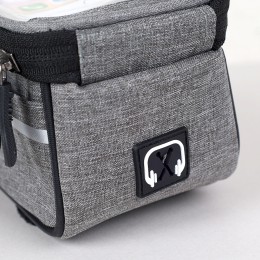 Сумка на раму COMIRON, с отделением для смартфона 6.0", основной отсек на молнии, серая, 21x10.5x9см