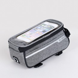 Сумка на раму COMIRON, с отделением для смартфона 6.0", основной отсек на молнии, серая, 21x10.5x9см