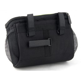 Сумка на руль с боковыми карманами, с отделом для планшета 7"-8", 200х150х130мм, черная с зеленым кантом