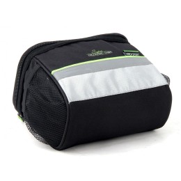 Сумка на руль с боковыми карманами, с отделом для планшета 7"-8", 200х150х130мм, черная с зеленым кантом