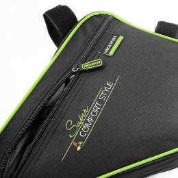 Сумка под раму, карман для телефона внутри сумки, 280х210х40мм, черная с зеленым кантом