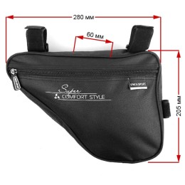 Сумка под раму, карман для телефона внутри сумки, 280х210х40мм, черная