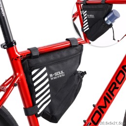 Сумка подрамная BICYCLE SOUL, с боковой молнией, с отсеком для бутылки, крепление velcro, чёрная, 20,5х18х21,5 см.