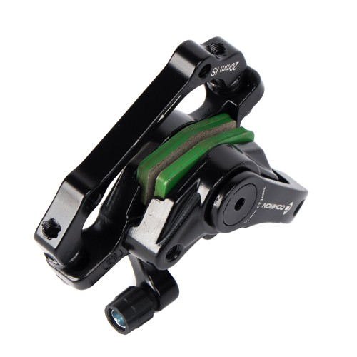 Тормоз дисковый механический COMIRON S8 для дисков 120-203мм с адаптером F180/R160mm, зеленые колодки