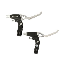 Тормозная ручка алюминий KRYPTON WH-602 / 3 пальца  + возвратная пружина, чёрное основание и серебристая ручка, пара левая+правая