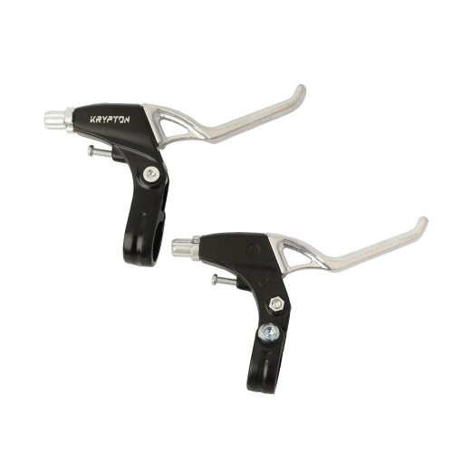Тормозная ручка алюминий KRYPTON WH-602 / 3 пальца  + возвратная пружина, чёрное основание и серебристая ручка, пара левая+правая