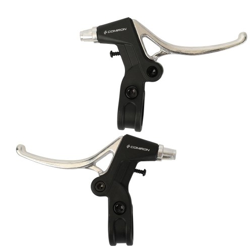 Тормозная ручка алюминий-пластик COMIRON LL-318PAE, чёрная/серебристая, 2 пальца, пара левая+правая